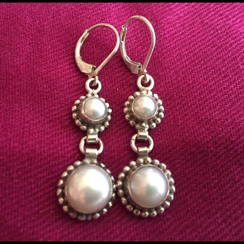 Sterling silver and pearl earrings